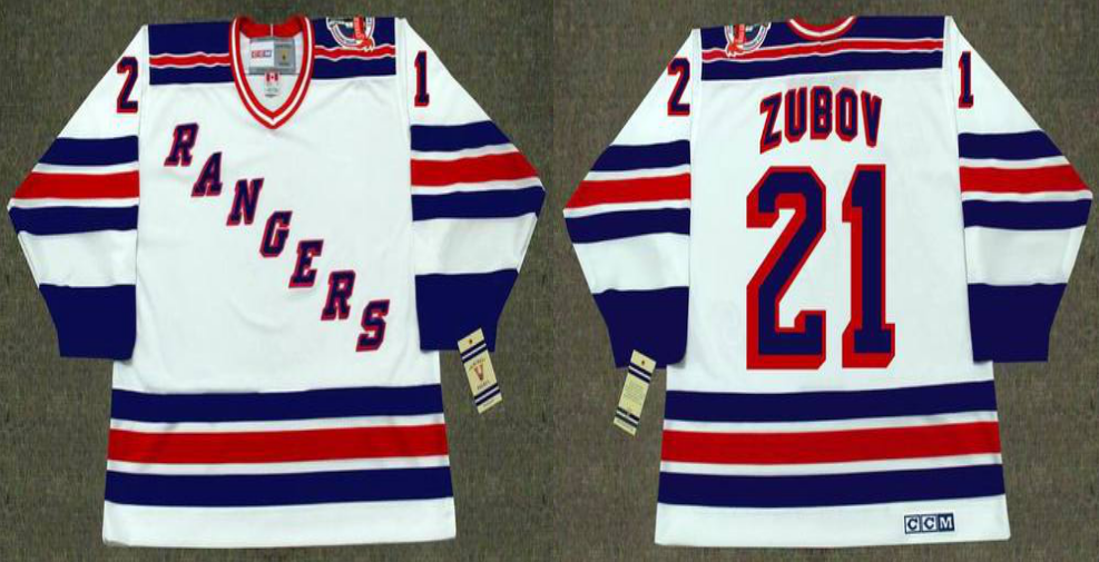2019 Men New York Rangers 21 Zubov white CCM NHL jerseys